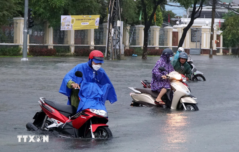 Một đoạn đường ngập ở thành phố Đà Nẵng. (Nguồn: TTXVN)