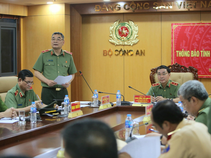 Quang cảnh buổi họp báo chiều 7/12/2020 tại Thành phố Hồ Chí Minh của Bộ Công an. (Ảnh: Thành Chung/TTXVN)