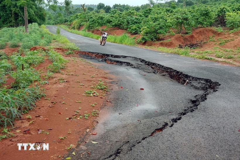 Sụt lún ở Đắk Nông. (Nguồn: TTXVN)