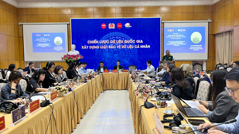 Hội thảo Khoa học “Chiến lược Dữ liệu Quốc gia-Góp ý Xây dựng Luật bảo vệ Dữ liệu cá nhân,” ngày 11/8. (Ảnh: Vietnam+)