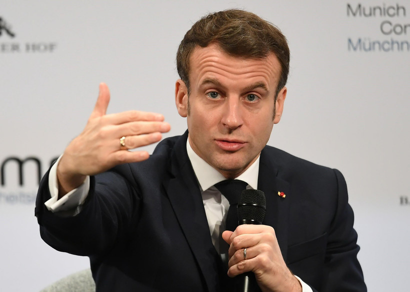 Tổng thống Pháp Emmanuel Macron phát biểu tại Hội nghị An ninh Munich, Đức, ngày 15/2/2020. (Ảnh: THX/TTXVN)