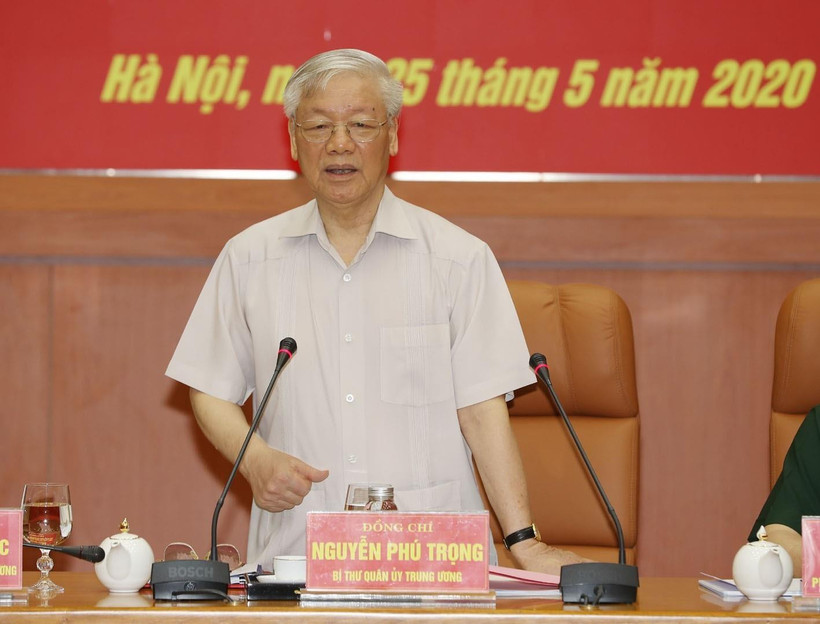 Tổng Bí thư, Chủ tịch nước Nguyễn Phú Trọng, Bí thư Quân ủy Trung ương phát biểu chỉ đạo Hội nghị. (Ảnh: Trí Dũng/TTXVN)