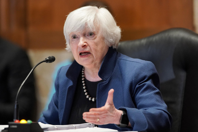 Bộ trưởng Tài chính Mỹ Janet Yellen phát biểu tại Washington, DC, ngày 23/6/2021. (Ảnh: AFP/TTXVN)