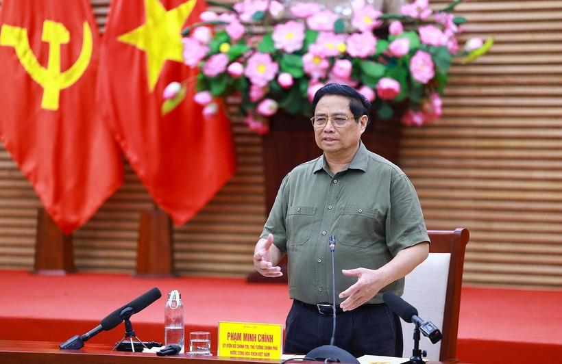 Thủ tướng Phạm Minh Chính phát biểu chỉ đạo. (Ảnh: Dương Giang/TTXVN)