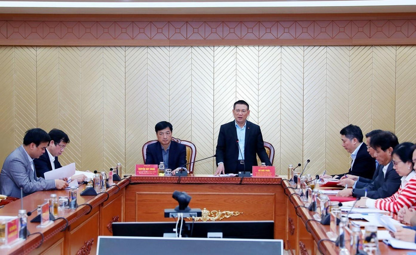 Bộ trưởng Bộ Tài chính Hồ Đức Phớc phát biểu tại Hội nghị. (Ảnh: Phạm Hậu/TTXVN)