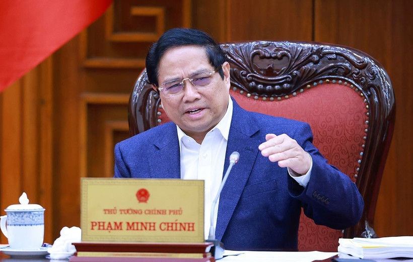 Thủ tướng Phạm Minh Chính chủ trì Phiên họp lần thứ hai về sắp xếp, tinh gọn bộ máy của Chính phủ. (Ảnh: Dương Giang/TTXVN)