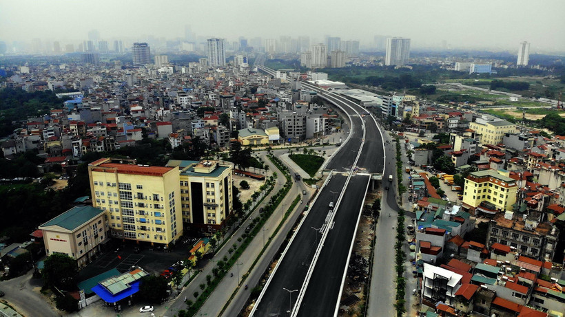 Đường vành đai 3 trên cao đoạn Mai Dịch-Nam Thăng Long. (Ảnh: Danh Lam/TTXVN)