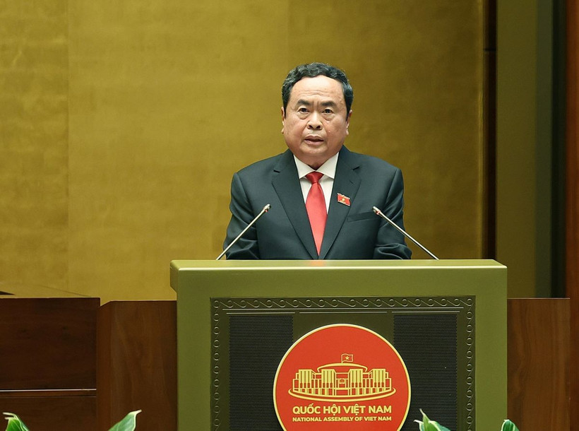 Chủ tịch Quốc hội Trần Thanh Mẫn phát biểu nhậm chức. (Ảnh: TTXVN)