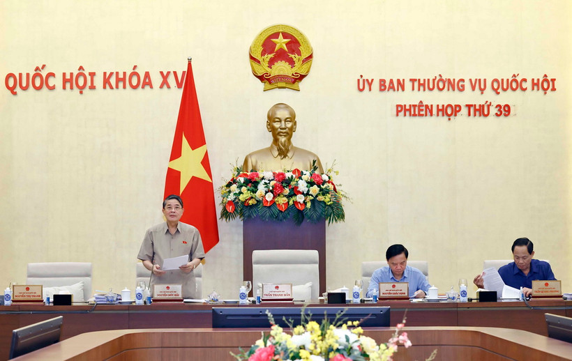 Phó Chủ tịch Quốc hội Nguyễn Đức Hải điều hành phiên họp. (Ảnh: Doãn Tấn/ TTXVN)