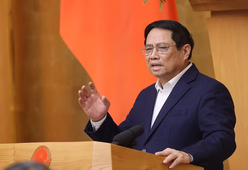 Thủ tướng Phạm Minh Chính kết luận Phiên họp Chính phủ chuyên đề xây dựng pháp luật tháng 12. (Ảnh: Dương Giang/TTXVN)