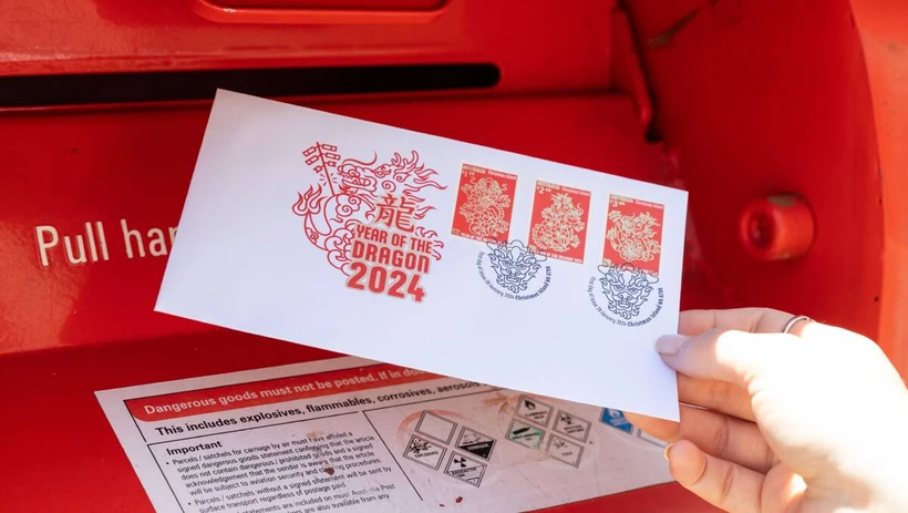 Bộ tem đặc biệt được phát hành đúng dịp Tết Nguyên Đán Giáp Thìn. (Nguồn: Australia Post)