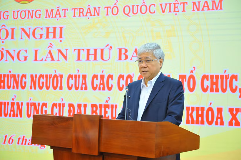 Ông Đỗ Văn Chiến, Bí thư Trung ương Đảng, Bí thư Đảng đoàn, Chủ tịch Ủy ban Trung ương MTTQ Việt Nam. (Ảnh: Minh Đức/TTXVN)
