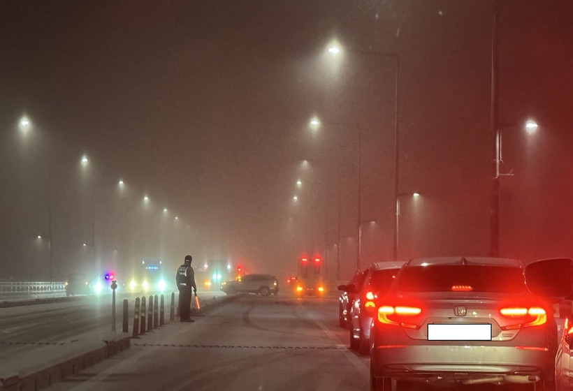 Khu vực xảy ra vụ tai nạn trên cầu Geumbitnoeul. (Nguồn: Yonhap)