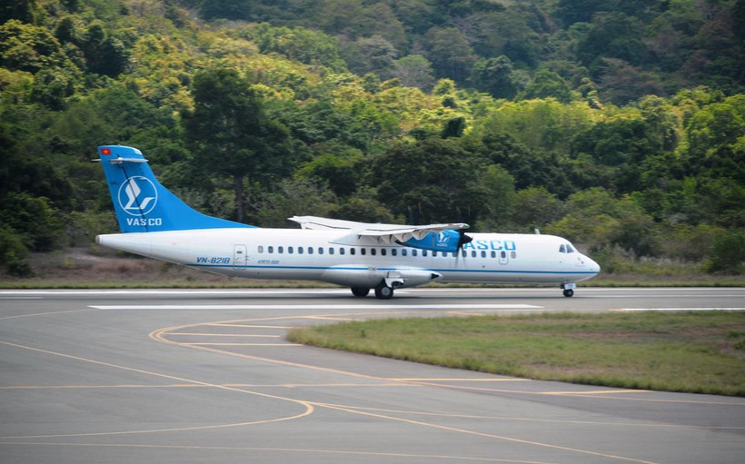 Tàu bay ATR72 của hãng hàng không VASCO. (Ảnh: Việt Hùng/Vietnam+)