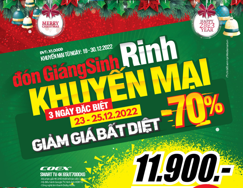 Các trung tâm điện máy giảm sâu nhiều sản phẩm dịp lễ Giáng sinh. (Ảnh chụp màn hình)