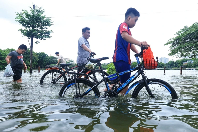 Một số tuyến phố ở Hà Nội có khả năng ngập sâu. (Ảnh: Tuấn Anh/TTXVN)