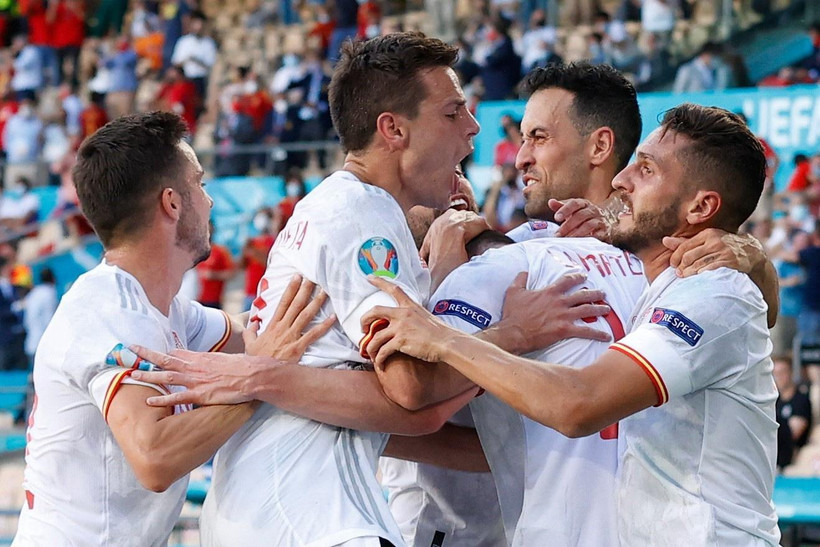 Tây Ban Nha giàn quyền vào vòng knock-out EURO 2020. (Ảnh: AFP/TTXVN)