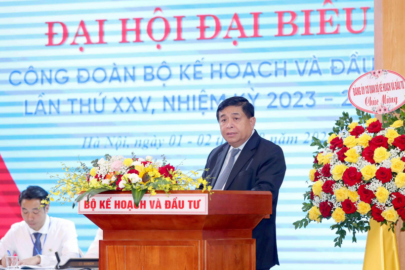 Bộ trưởng Bộ Kế hoạch và Đầu tư Nguyễn Chí Dũng tham dự và phát biểu tại Đại hội. (Ảnh: PV/Vietnam+)