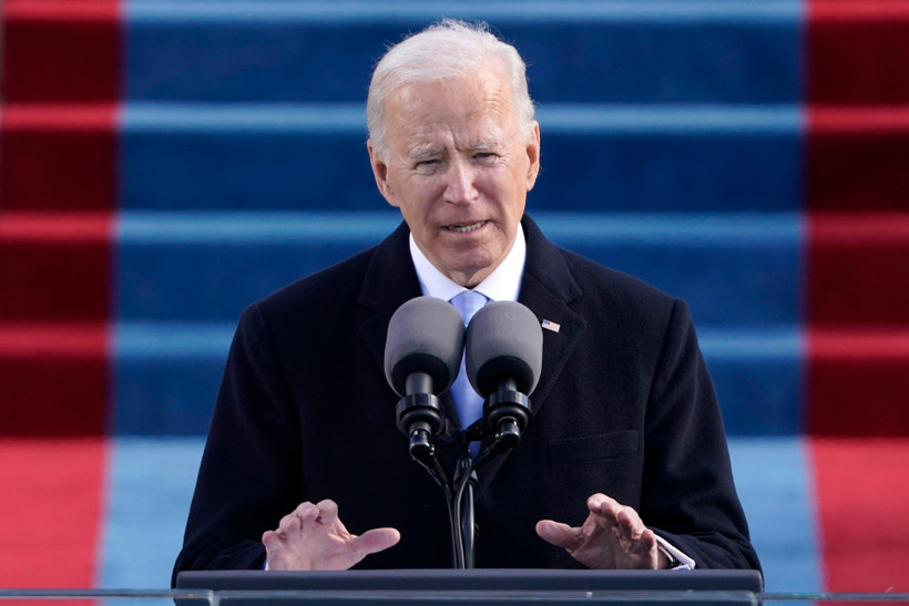 Tân Tổng thống Mỹ Joe Biden phát biểu sau khi tuyên thệ nhậm chức tại Đồi Capitol ở Washington DC., ngày 20/1/2021. (Ảnh: AFP/TTXVN)