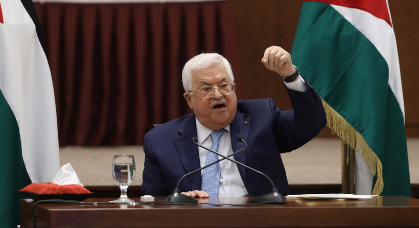 Tổng thống Palestine Mahmoud Abbas phát biểu tại một cuộc họp ở thành phố Ramallah, Bờ Tây. (Ảnh: ANI/TTXVN)