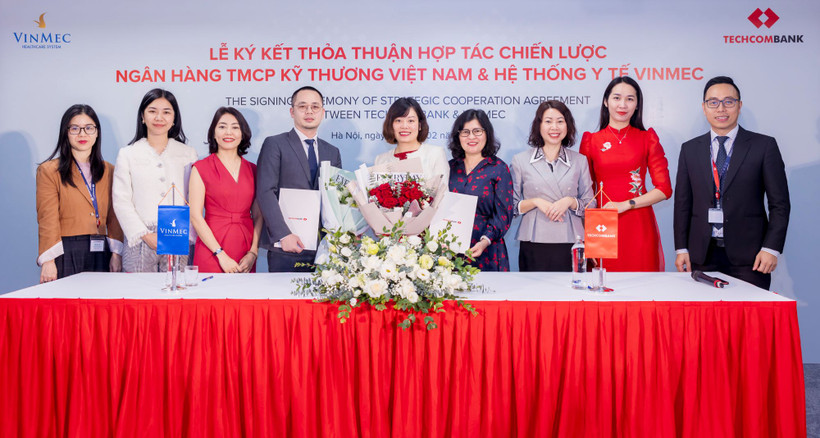Lễ ký kết hợp tác chiến lược giữa Vinmec và Techcombank.