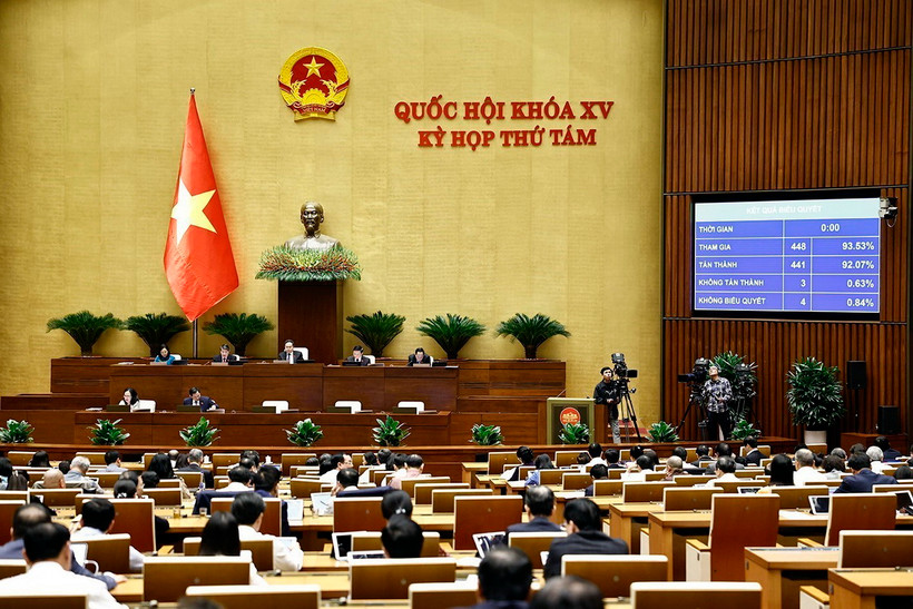 Quốc hội biểu quyết thông qua Luật Đầu tư công (sửa đổi). (Ảnh: Doãn Tấn/TTXVN)