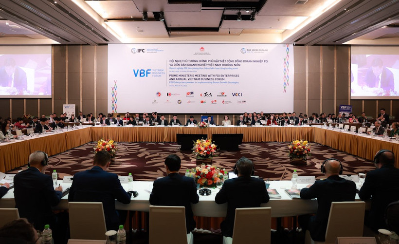 Toàn cảnh Diễn đàn doanh nghiệp Việt Nam (VBF), ngày 19/3. (Ảnh: Vietnam+)