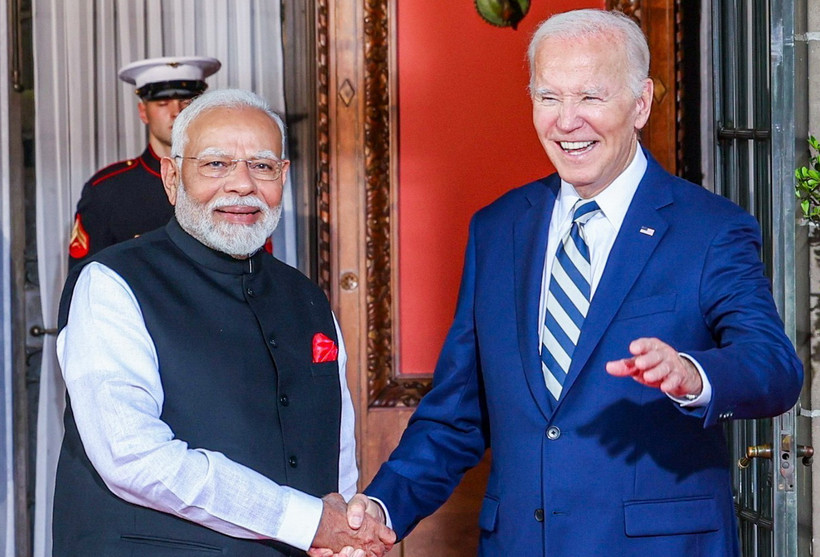 Thủ tướng Ấn Độ Narendra Modi (trái) và Tổng thống Mỹ Joe Biden tại cuộc gặp ở bang Delaware ngày 21/9/2024. (Ảnh: ANI/TTXVN)