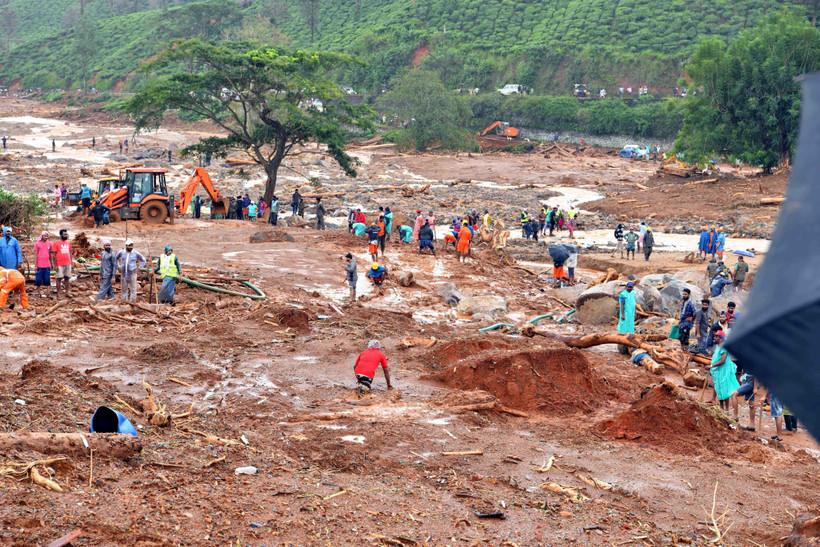 Hiện trường vụ lở đất do mưa lũ tại Kerala, Ấn Độ, ngày 11/8/2019. (Ảnh: THX/TTXVN)