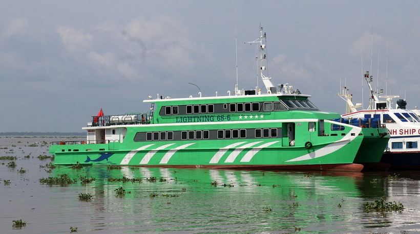 Tàu cao tốc Lightning 68 đưa vào hoạt động trên tuyến biển Rạch Giá-Phú Quốc. (Ảnh: Lê Huy Hải/TTXVN)