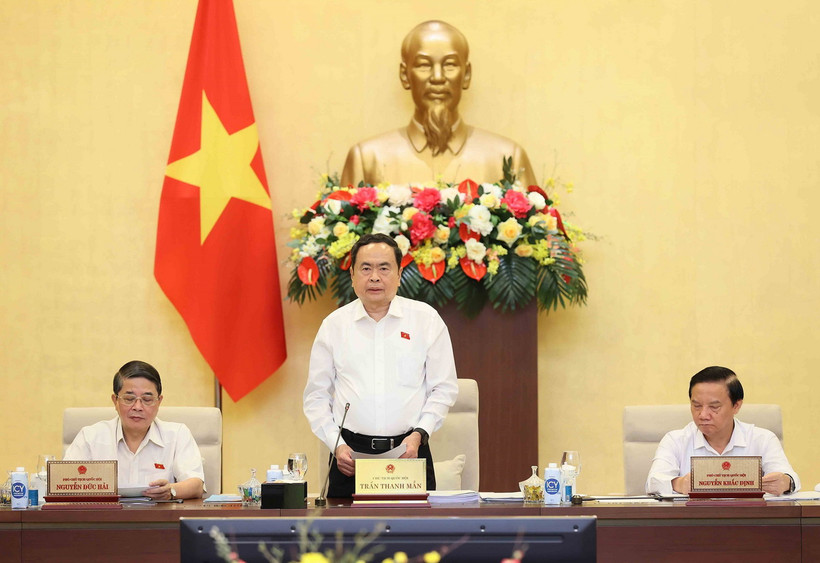 Chủ tịch Quốc hội Trần Thanh Mẫn phát biểu khai mạc Phiên họp thứ 35 của Ủy ban Thường vụ Quốc hội. (Ảnh: An Đăng/TTXVN)