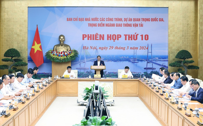 Thủ tướng Phạm Minh Chính chủ trì Phiên họp lần thứ 10 của Ban Chỉ đạo Nhà nước các công trình, dự án quan trọng quốc gia,. (Ảnh: Dương Giang/TTXVN)