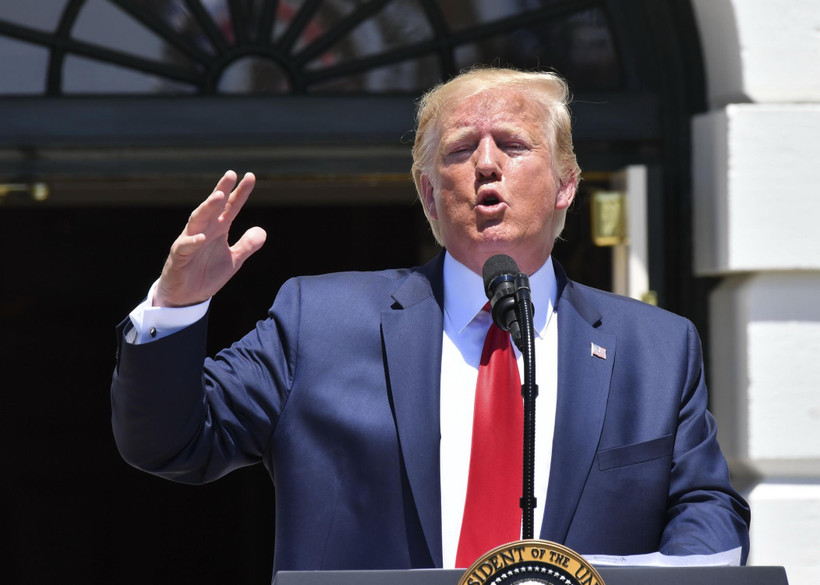 Tổng thống Mỹ Donald Trump phát biểu tại Nhà Trắng. (Ảnh: AFP/ TTXVN)