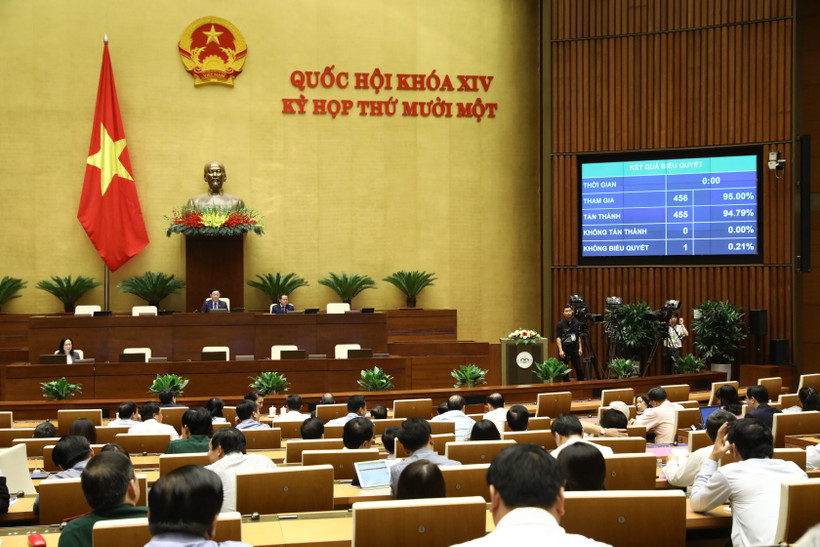 Kết quả biểu quyết thông qua Nghị quyết bầu một số Phó Chủ tịch Quốc hội. (Ảnh: Văn Điệp/TTXVN)