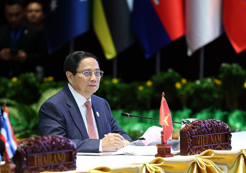 Thủ tướng Phạm Minh Chính tại Hội nghị cấp cao lần thứ 2 Cộng đồng châu Á phát thải ròng bằng 0 (AZEC). (Ảnh: Dương Giang/TTXVN)