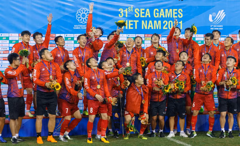 U23 Việt Nam khép lại kỳ SEA Games thành công cho Việt Nam với tấm huy chương Vàng cuối cùng. (Ảnh: Hải An/Vietnam+)
