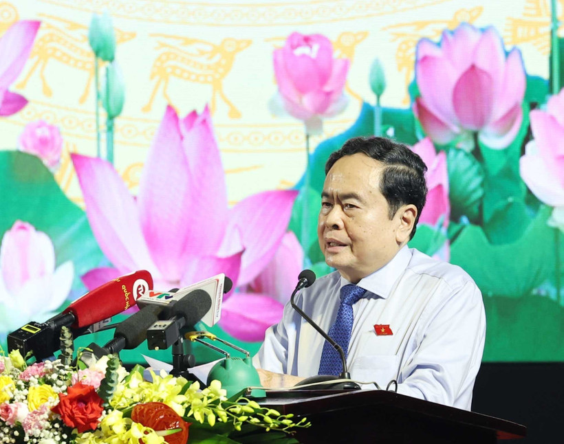 Chủ tịch Quốc hội Trần Thanh Mẫn phát biểu. (Ảnh: Thống Nhất/TTXVN)