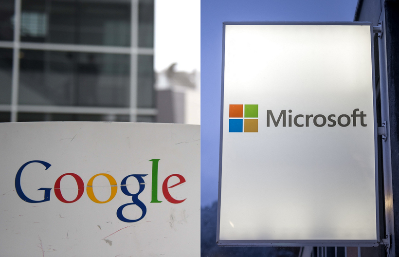 Biểu tượng của Google và Microsoft. (Nguồn: AFP/TTXVN)