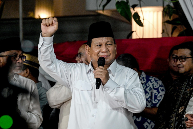 Tổng thống đắc cử Indonesia Prabowo Subianto phát biểu tại Jakarta. (Ảnh: THX/TTXVN)