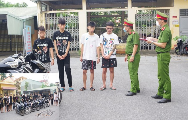 Xử lý nghiêm nhóm thanh thiếu niên dùng hung khí đi gây rối trật tự công cộng. (Nguồn: Công an tỉnh Hà Nam)