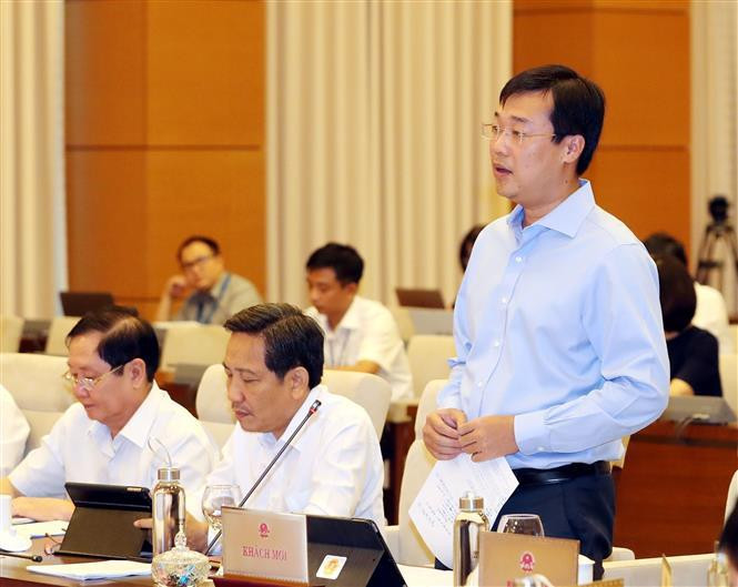 Bí thư thứ nhất Trung ương đoàn TNCS Hồ Chí Minh Lê Quốc Phong phát biểu ý kiến. (Ảnh: Trọng Đức/TTXVN)