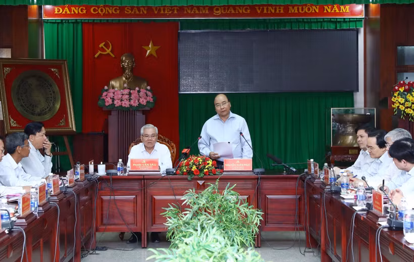 Thủ tướng Nguyễn Xuân Phúc phát biểu tại buổi làm việc. (Ảnh: Thống Nhất/TTXVN)