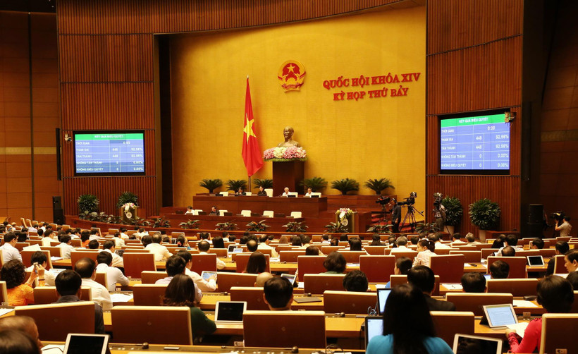 Quốc hội thông qua toàn văn Luật Kinh doanh bảo hiểm và Luật Sở hữu trí tuệ. (Ảnh: Phương Hoa/TTXVN)