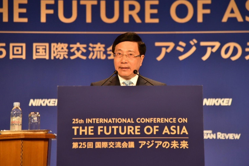 Phó Thủ tướng, Bộ trưởng Ngoại giao Phạm Bình Minh phát biểu tại Hội nghị. (Ảnh: Đào Tùng/TTXVN)