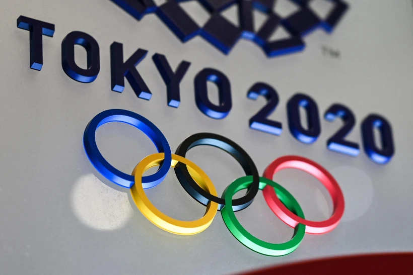 Biểu tượng Thế vận hội mùa Hè Tokyo 2020 tại Tokyo, Nhật Bản, ngày 28/1/2020. (Ảnh: AFP/TTXVN)