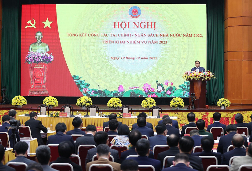 Thủ tướng Phạm Minh Chính đến dự Hội nghị tổng kết công tác tài chính-ngân sách Nhà nước năm 2022, do Bộ Tài chính tổ chức, ngày 19/12. (Ảnh: Phạm Hậu/TTXVN) 