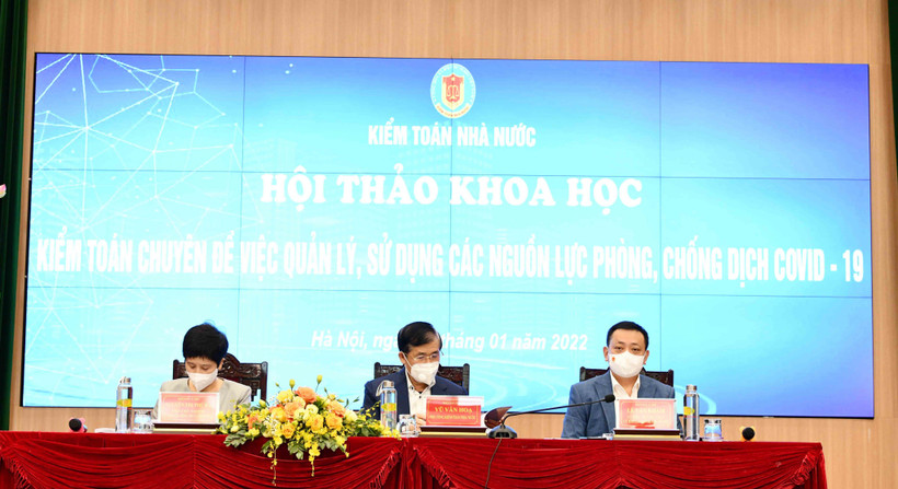 Hội thảo khoa học “Kiểm toán chuyên đề việc quản lý, sử dụng các nguồn lực phòng, chống dịch COVID-19,” ngày 19/1. (Ảnh: Vietnam+)