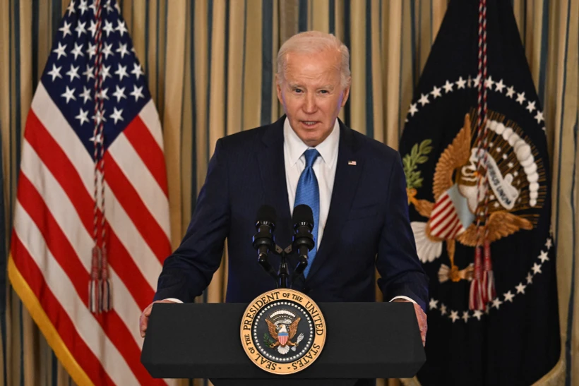 Tổng thống Mỹ Joe Biden phát biểu tại Nhà Trắng ngày 28/2/2024. (Ảnh: AFP/TTXVN)