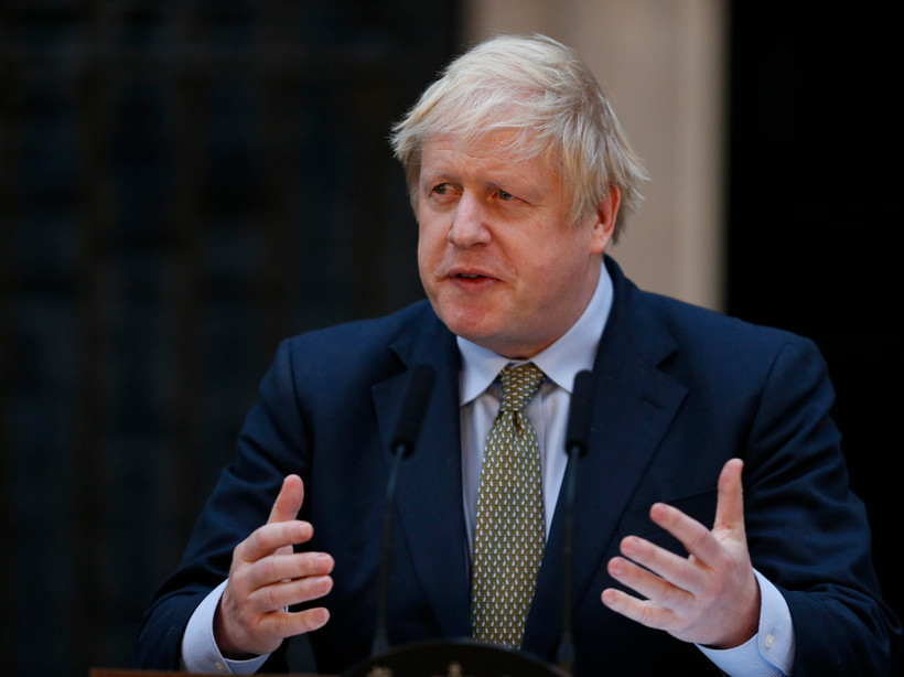 Thủ tướng Anh Boris Johnson trong bài phát biểu tại London ngày 13/12/2019. (Ảnh: THX/TTXVN)