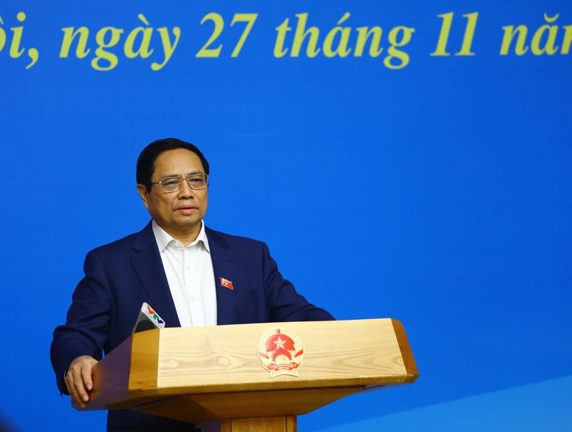 Thủ tướng Phạm Minh Chính phát biểu kết luận. (Ảnh: Lâm Khánh/TTXVN)